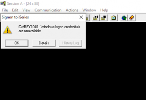 учетные данные для входа в Windows недоступны error iseries server
